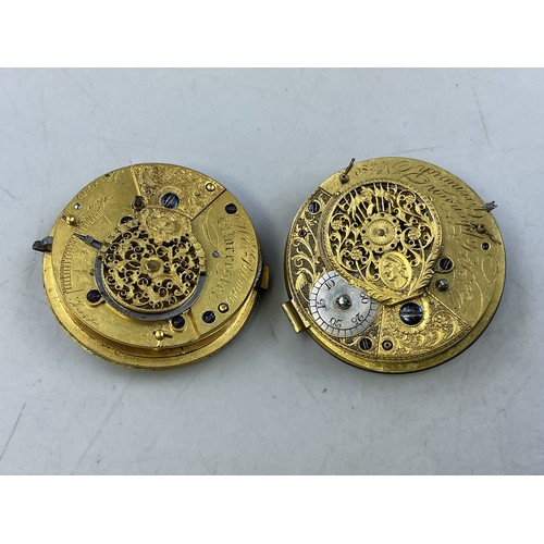 55 - Two 18th Century Pocket Watch Heads with Verge Escapement Movement