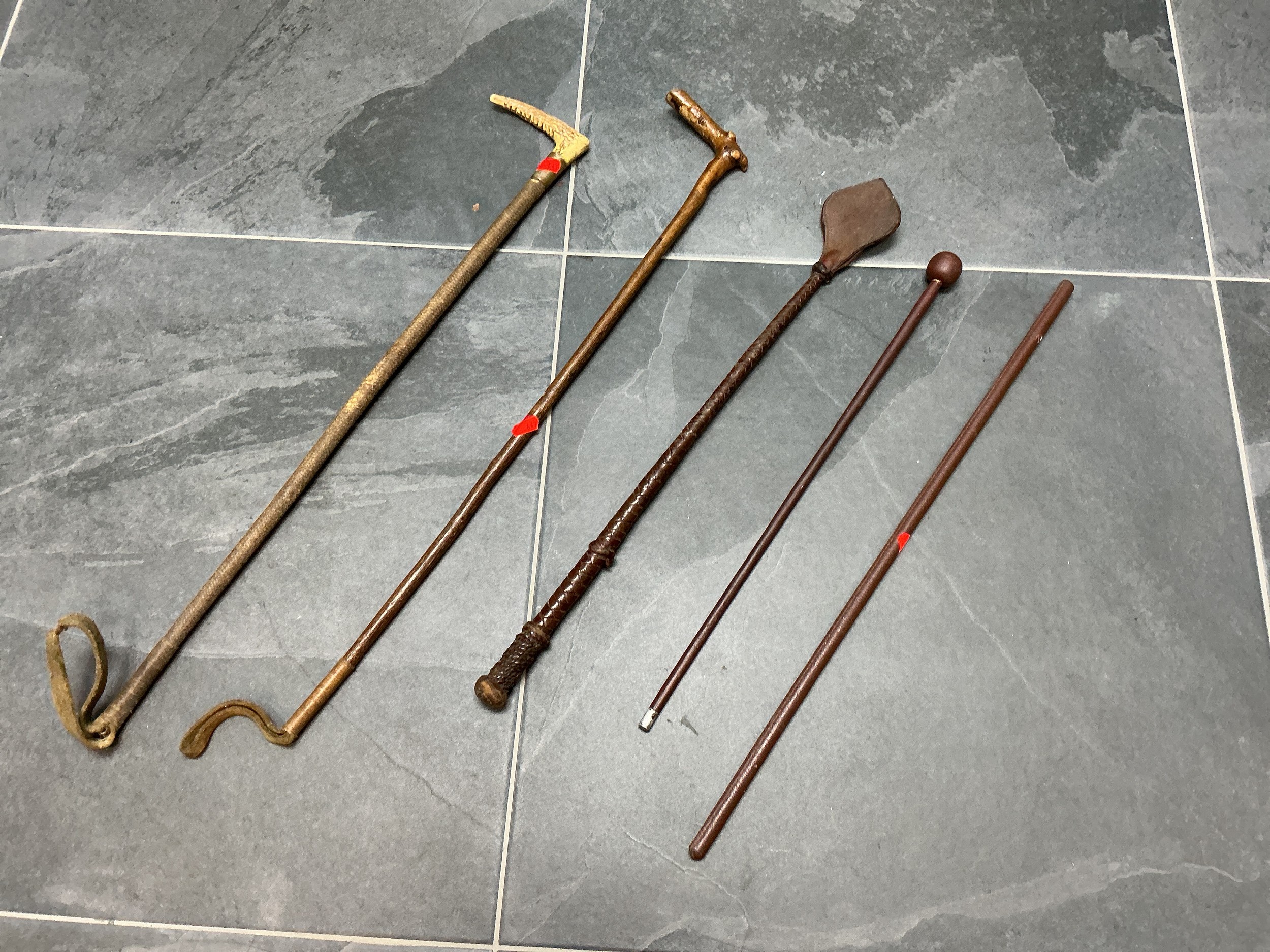 Three Vintage Riding Crops, With Two Vintage Swagger Sticks. Longest ...