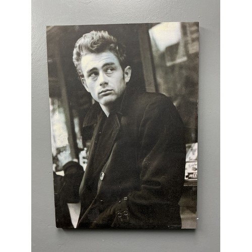 639 - A James Dean b/w Block Canvas Print, Approx 70cm x 50cm