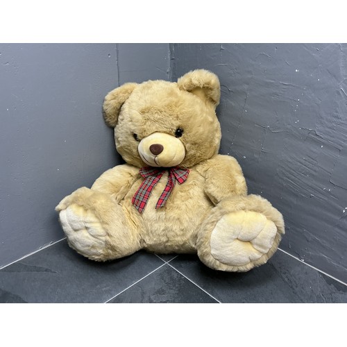 684 - Large Soft Filled Teddy Bear with Tartan Bow Tie (80cm High)