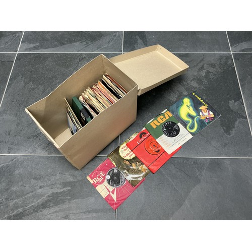 Large Boxed Collection of Pre-Owned Vinyl Single Records to include ...