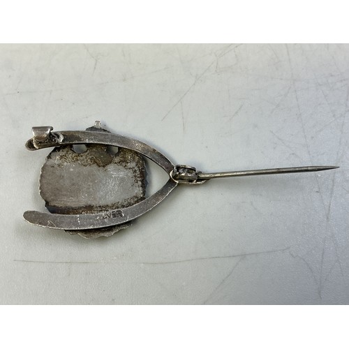 25 - Silver 925 Royal Engineers Sweetheart Wishbone Brooch