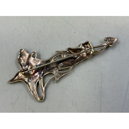 32 - Hallmarked London Silver Art Nouveau Style Brooch Complete with Presentation Box