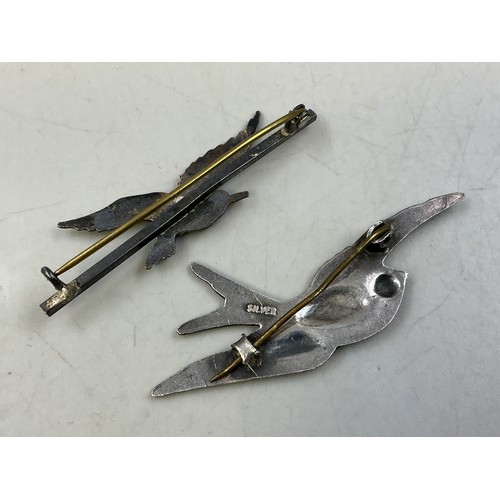 34 - Two Vintage Silver Bird themed Brooches