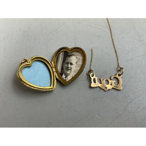 40 - Gold 9ct BK & FT Heart Locket Pendant and a Piece of Scrap Gold