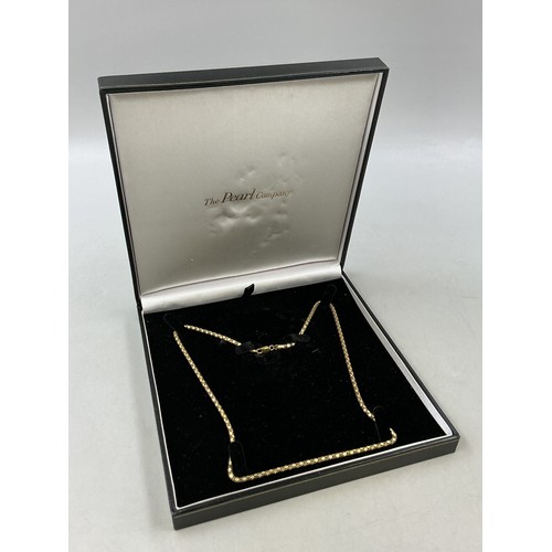 52 - A 925. Silver Gold Plated Necklace Chain, In Presentation Box