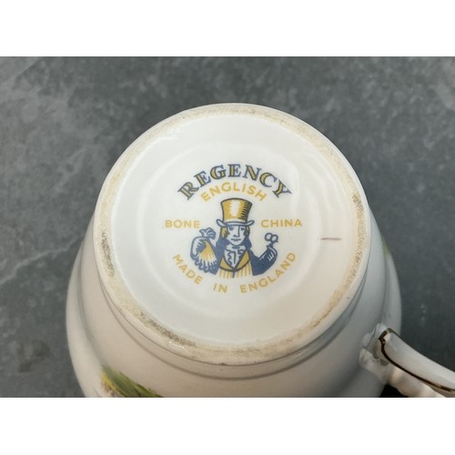 380 - Regency Fine Bone China 18 Piece Tea Set depicting Hunting Scene