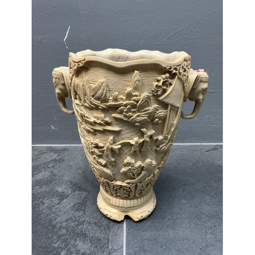 456 - Oriental Lot - Includes Japanese Relief Planter Elephant Handled Planter (As Found), Two Floral Tape... 