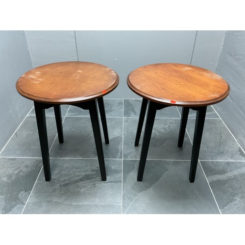 528 - Two Mid Century Modern Teak Circular Side Tables with Tapered Legs (60cm Dia)