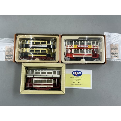 25 - Four Boxed Corgi Vintage Model Trams to Include, City Of Coventry ( Tramlines ) Double Deck Tram ( L... 