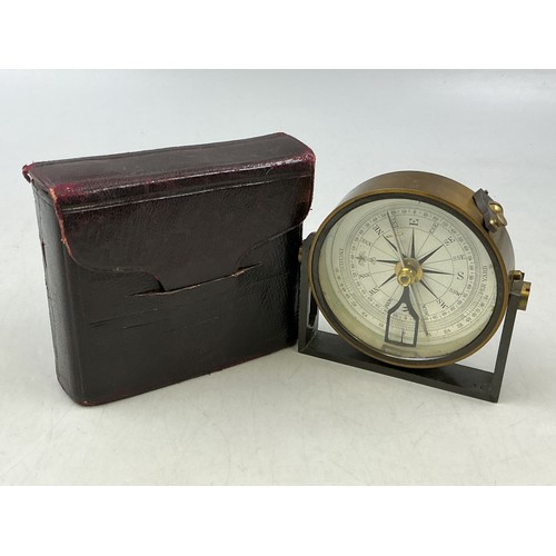 Early 20th Francis Barker Combined Compass / Clinometer Complete with Case
