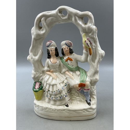 Victorian Staffordshire Flat Back Figurine Depicting Courting Couple
