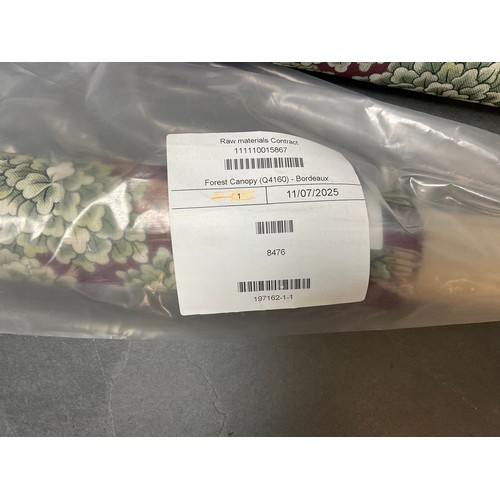 60 - Two Rolls of Forest Canopy Pattern Fabric in Bordeaux - Approx 142cm Width