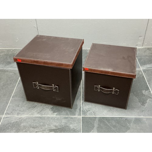 724 - Two Leather Effect Graduating Storage Boxes, Largest Approx 40x40x40cm