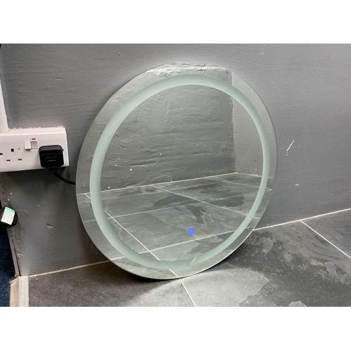 811 - A Modern Circular Ring Light Wall Mounted Bathroom Mirror, Approx 60cm Dia. Lights Up When Tested