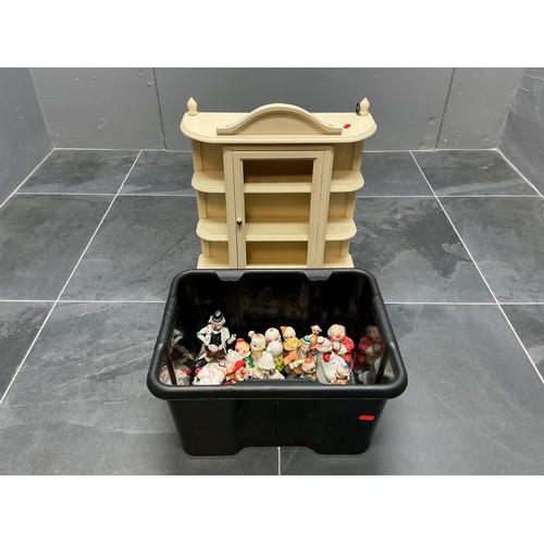 844 - A Selection of Twenty-Two Ceramic Clown Ornaments, With Rustic Wall Mounted Display Cabinet (Approx ... 