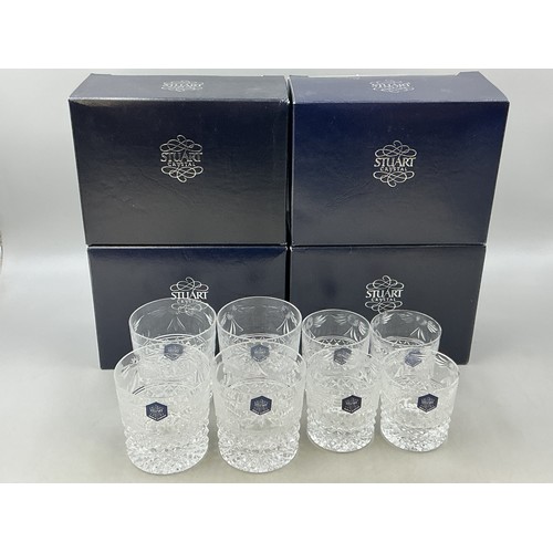 Eight Boxed Stuart Crystal Beaconsfield Pattern Rummers - Includes Four ...