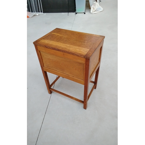 Mid Century Hand Made Solid Oak Storage Unit in nice polished condition 62x45x31cm