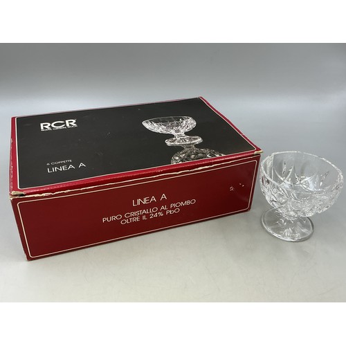 335 - Boxed Set of Six Royal Crystal Rock Small Footed Bowls (ideal for prawn cocktails)