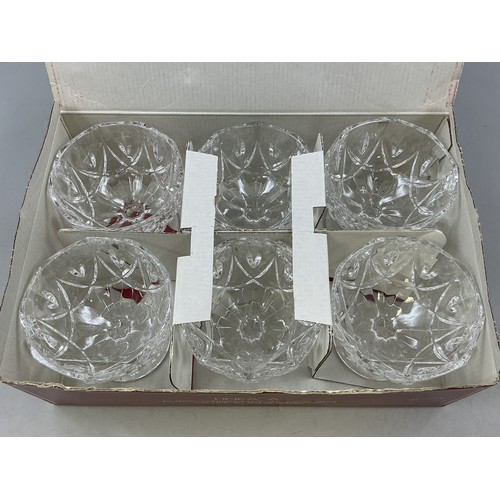 335 - Boxed Set of Six Royal Crystal Rock Small Footed Bowls (ideal for prawn cocktails)