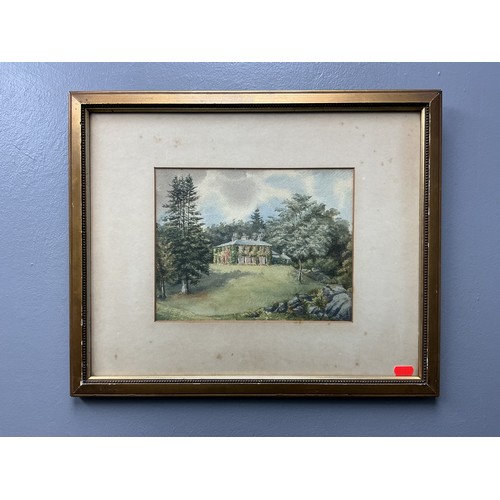392 - Original Framed and Glazed Watercolour of Georgian Country House set in Extensive Gardens (50cm x 40... 