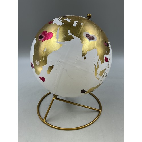 412 - World Globe Map Standing on Tubular Frame (30cm Dia)