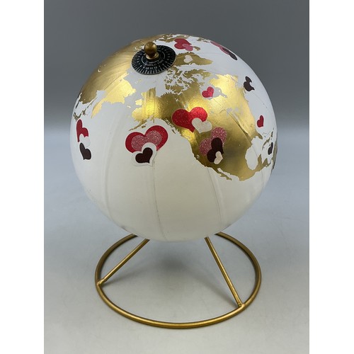 412 - World Globe Map Standing on Tubular Frame (30cm Dia)