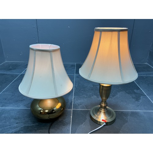 431 - Pair of Contemporary Side Lamps to include a Brushed Brass Effect and a Gold Tone both with matching... 