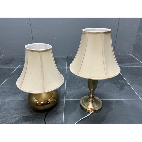431 - Pair of Contemporary Side Lamps to include a Brushed Brass Effect and a Gold Tone both with matching... 