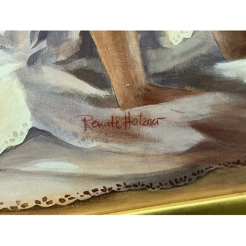 437 - Two Artworks - Includes Water Surface Black Canvas Print, And Renate Holzner Lady in Oceanside Cabin... 