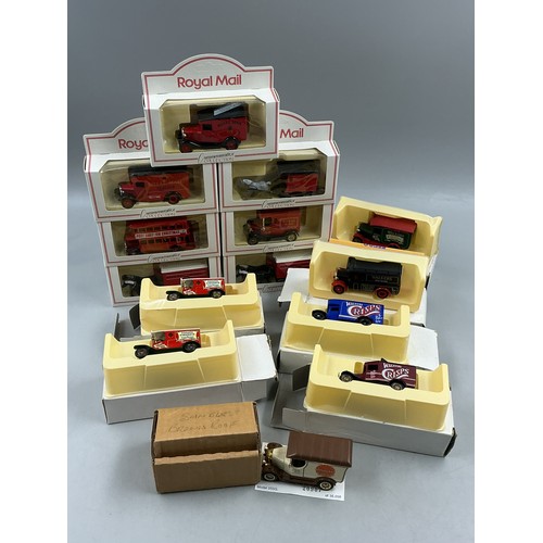 Lledo: Collection of Seven Models Depicting 'Royal Mail' Complete With Royal Mail Boxes ( It Is a Set Of Six, One Horse Drawn Model Is Duplicated ) Six Promotional 'Walkers Crisps ' Models and One Limited Edition 'Oxford Diecast' Model Depicting ' Sunblest' Bread Complete With Certificate