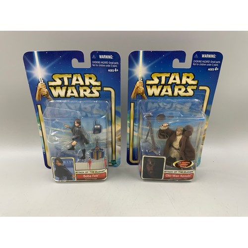 87 - Two Boxed Hasbro 2002 Star Wars Attack Of The Clones Figures to Include Obi-Wan Kenobi & Boba Fe... 