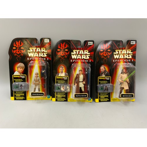 104 - Three Boxed Hasbro Star Wars Episode 1 Figures to Include A Qui-Gon-Jinn Figure, A Anakin Skywalker ... 