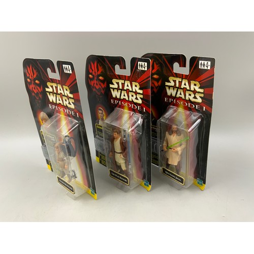 104 - Three Boxed Hasbro Star Wars Episode 1 Figures to Include A Qui-Gon-Jinn Figure, A Anakin Skywalker ... 