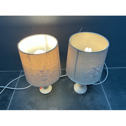 16 - Pair of matching Onyx Stemmed Side Lamps with matching shades