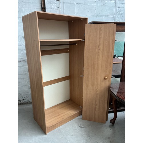 23 - Double and single wardrobes in light beach wood effect (DBL - 182.5Hx90Wx53D- SNGL -182Hx47Wx53D) bo... 