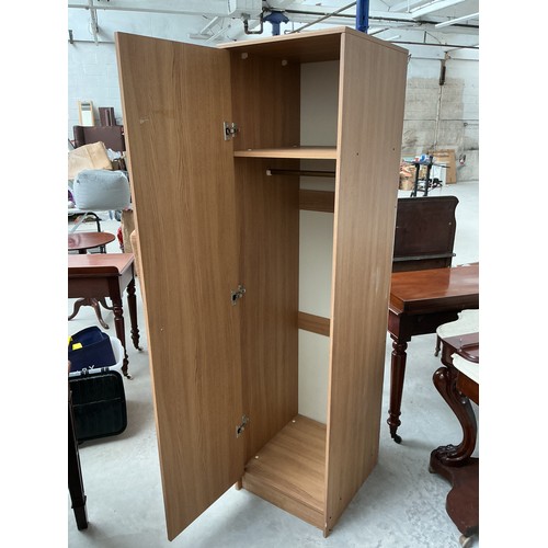 23 - Double and single wardrobes in light beach wood effect (DBL - 182.5Hx90Wx53D- SNGL -182Hx47Wx53D) bo... 