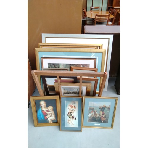 24 - Mixed Lot of Framed and Glazed Pictures of Various Subjects and Sizes, Picture Rack not included