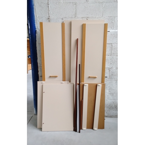 32 - Dismantled Double Wardrobe in Pine Effect and Cream in colour all parts seem to be present
