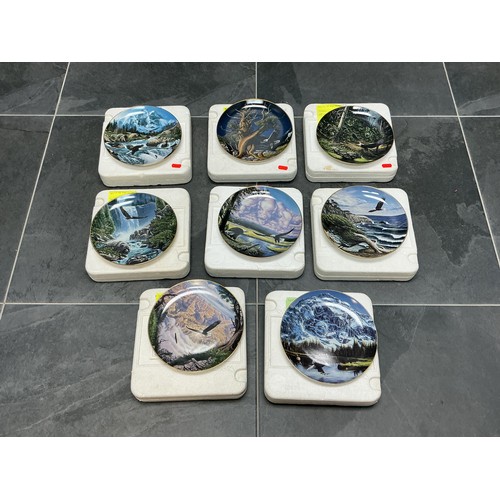 46 - Eight Danbury Mint Porcelain Collectors Plates From The Spirits of The Wild Series Complete with Cas... 