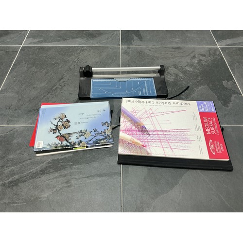 51 - Mixed Lot of Art/Drawing Items to include Blank Paper Pads, Art Storage Folder, Guillotine and more