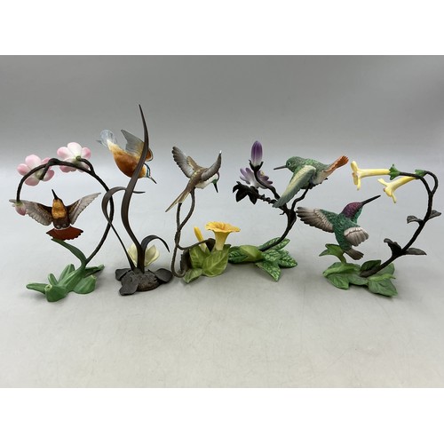 Collection of Five Delicate Ceramic Hummingbirds Statues approx 13cm ...