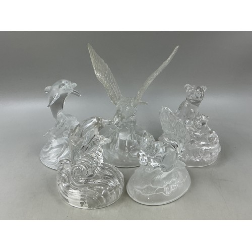 607 - Five Royal Crystal Rock Animal Figures (Tallest 20cm)