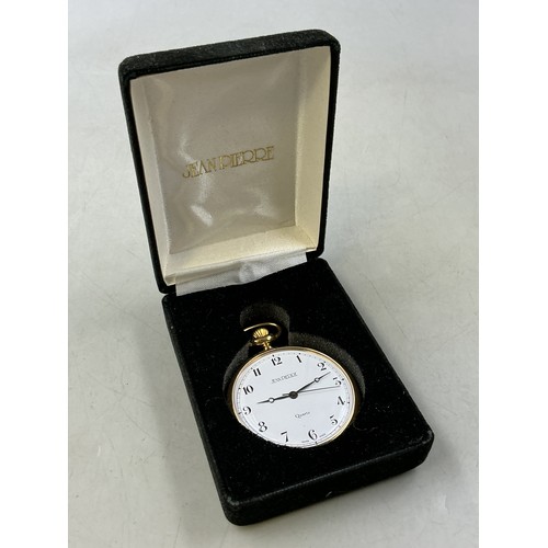77 - Jean Pierre Open Faced Pocket Watch complete with Case (Working)