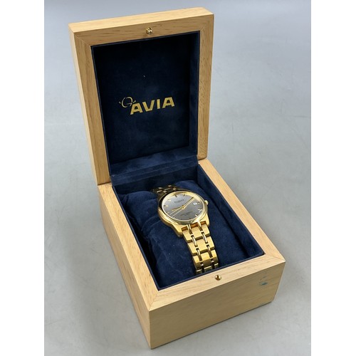 78 - Aviatime Quartz Gents Watch with Papers and Wooden Box