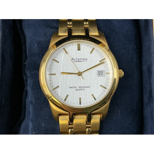 78 - Aviatime Quartz Gents Watch with Papers and Wooden Box