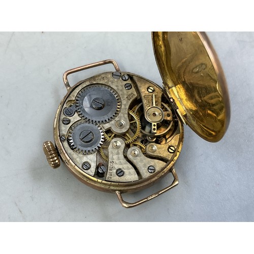 21 - Gold 375 (9ct) Cased Vintage Mechanical Watch Head (Spares or Repairs) 11.8 grams