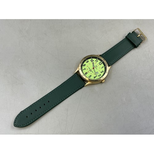 99 - A Gents Tavistock & Jones Quartz Day/Time Watch - Luminous 24 Hr Dial, Brushed Gold Tone Case, A... 