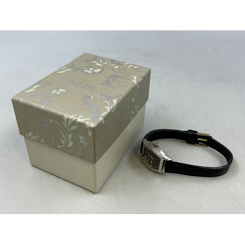 108 - A Ladies Designer Oasis Quartz Watch, In Presentation Box - Black Clear Stoned Dial, Stainless Steel... 