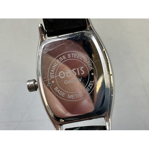 108 - A Ladies Designer Oasis Quartz Watch, In Presentation Box - Black Clear Stoned Dial, Stainless Steel... 